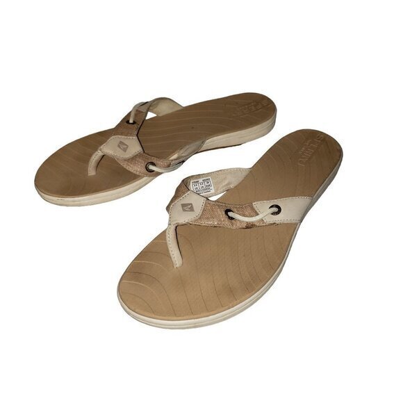 Sperry Shoes - Sperry Topsiders -Womens Leather Sandals Shoes Cream Tan Size 8 Boat Nautical